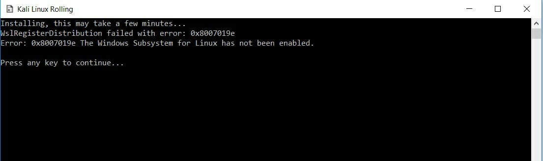 Error on kali linux